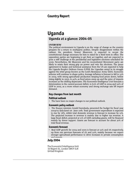 Uganda Uganda at a Glance: 2004-05