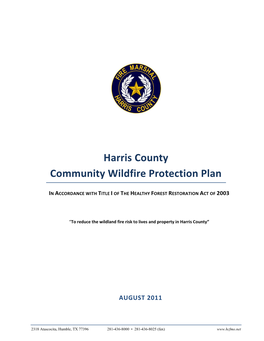 Harris County Community Wildfire Protection Plan