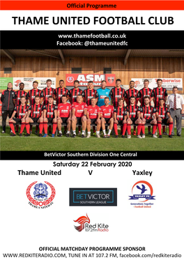 THAME UNITED FOOTBALL CLUB Facebook: @Thameunitedfc