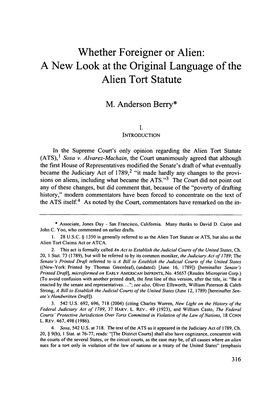 A New Look at the Original Language of the Alien Tort Statute