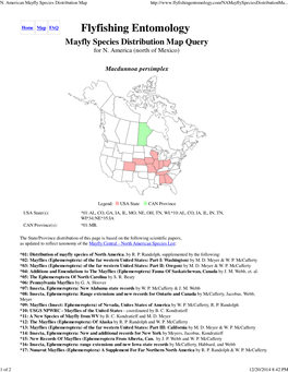 N. American Mayfly Species Distribution Map