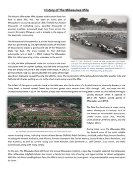 History of the Milwaukee Mile