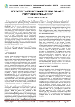 Lightweight Aggregate Concrete Using Expanded Polystyrene Beads-A Review