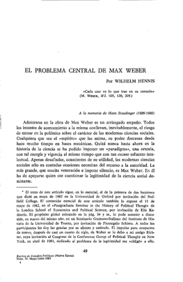 El Problema Central De Max Weber