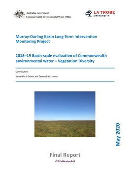 2018–19 Basin-Scale Evaluation of Commonwealth Environmental Water – Vegetation Diversity