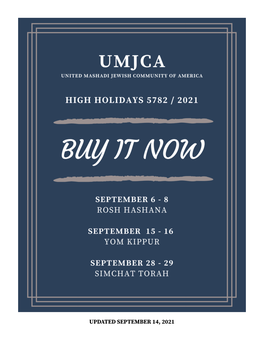 UMJCA – High Holidays '21 – Buy It