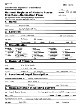 National Register of Historic Places Inventory—Nomination Form 1