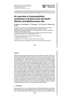 An Overview of Chemosynthetic Symbioses in Bivalves from Theatlantic North and Mediterranean Sea S