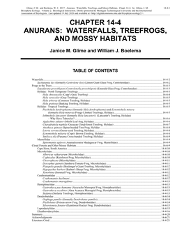 Anurans: Waterfalls, Treefrogs, and Mossy Habitats