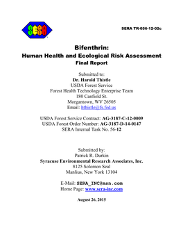 Bifenthrin: Human Health and Ecological Risk Assessment Final Report