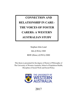 The Voices of Foster Carers: a Western Australian Study