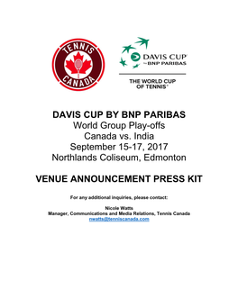 DAVIS CUP by BNP PARIBAS World Group Play-Offs Canada Vs