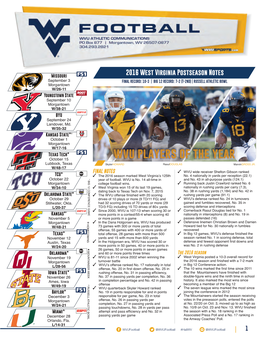 2016 West Virginia Postseason Notes