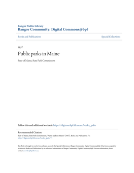 Public Parks in Maine State of Maine, State Park Commission