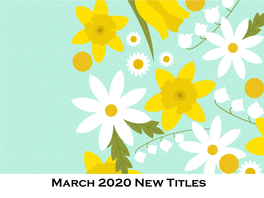 March 2020 New Titles FICTION