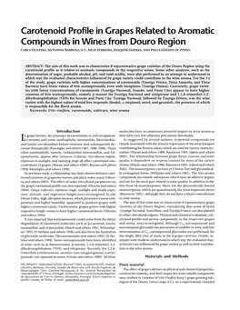 Carotenoid Profile in Grapes Related to Aromatic Compounds in Wines from Douro Region CARLA OLIVEIRA, ANTONINA BARBOSA, A