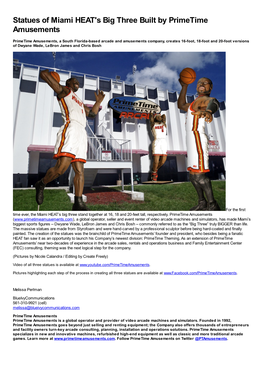 Statues of Miami HEAT's Big Three Built by Primetime Amusements