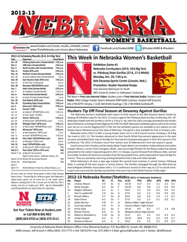 This Week in Nebraska Women's Basketball