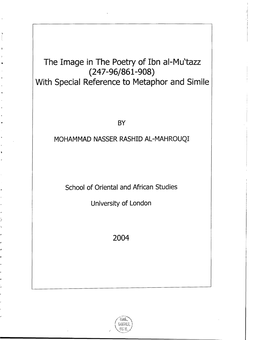 The Image in the Poetry of Ibn Al-Mu'tazz with Special Reference to Metaphor and Simile
