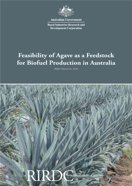 Feasibility of Agave As a Feedstock for Biofuel Production in Australia