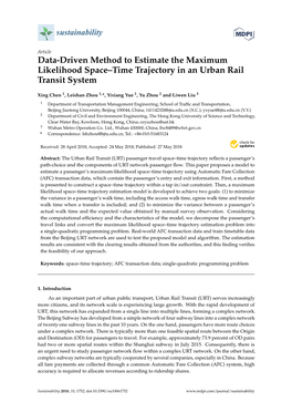 Data-Driven Method to Estimate the Maximum Likelihood Space–Time Trajectory in an Urban Rail Transit System