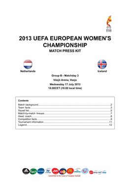 2013 Uefa European Women's Championship Match Press Kit