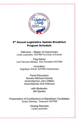 Sth Annual Legislative Update Breakfast Program Schedule