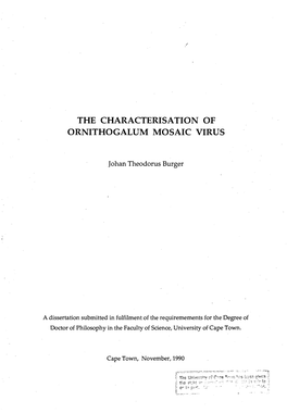 The Characterisation of Ornithogalum Mosaic Virus