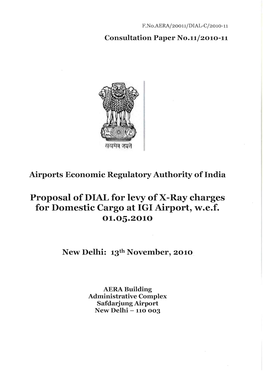 Proposal of DIAL for Levy Ofx-Ray Charges for Domestic Cargo at IGI