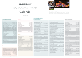 Melbourne Events Calendar