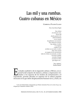 Las Mil Y Una Rumbas. Cuatro Cubanas En México