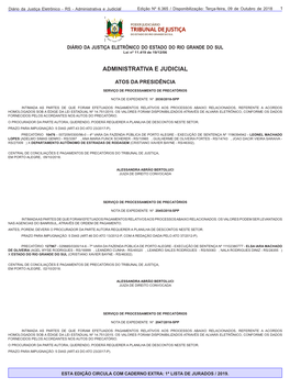 Diário Da Justiça Eletrônico Do Estado Do Rio Grande Do