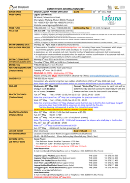 Competitor's Information Sheet