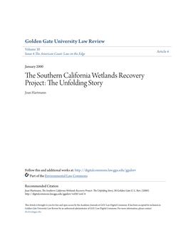 The Southern California Wetlands Recovery Project: the Unfolding Story, 30 Golden Gate U