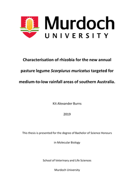 Characterisation of Rhizobia for the New Annual Pasture Legume