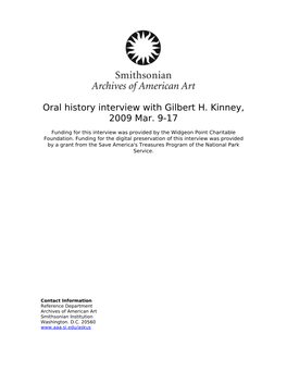 Oral History Interview with Gilbert H. Kinney, 2009 Mar. 9-17