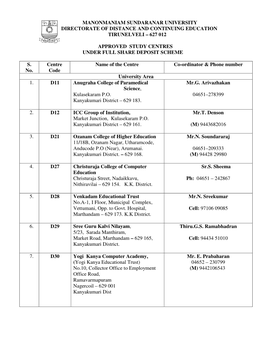 Manonmaniam Sundaranar University Directorate of Distance and Continuing Education Tirunelveli – 627 012
