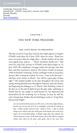 Chapter 1 the NEW YORK PREMIERE the Long Road to Broadway