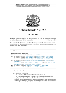 Official Secrets Act 1989