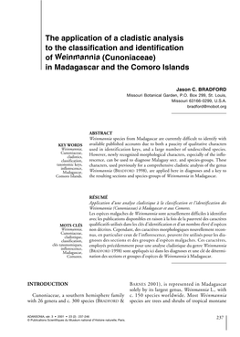 The Application of a Cladistic Analysis to the Classification and Identification of Weinmannia (Cunoniaceae) in Madagascar and the Comoro Islands