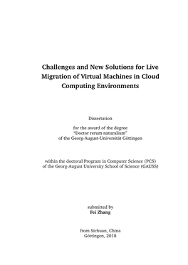 Challenges and New Solutions for Live Migration of Virtual Machines in Cloud Computing Environments