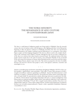 The Noble Minority. the Renaissance of Ainu Culture in Contemporary Japan