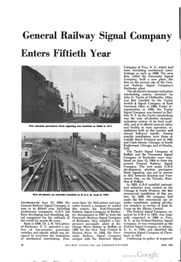 General Railway Signal Company Enters Fiftieth Year