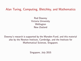 Alan Turing, Computing, Bletchley, and Mathematics, Singapore Public
