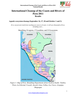 International Cleanup of the Coasts and Rivers of Peru 2011 National Results