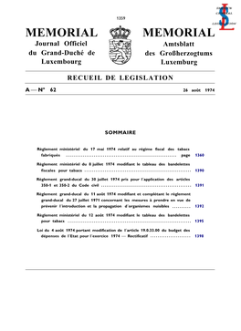 AL MEMORIAL Journal Officiel Amtsblatt Du Grand-Duché De Des Großherzogtums Luxembourg Luxemburg