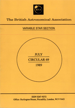 Books on Variable Stars - Storm Dunlop 17 BAA Journal Papers on Variable Stars 19 Fadars - Dr David Pike 22 Ζ Aurigae Binary Stars - Dr R.F