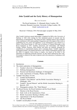 John Tyndall and the Early History of Diamagnetism