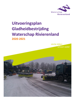 Uitvoeringsplan Gladheidbestrijding Waterschap Rivierenland 2020-2021