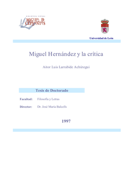 Miguel Hernández Y La Crítica